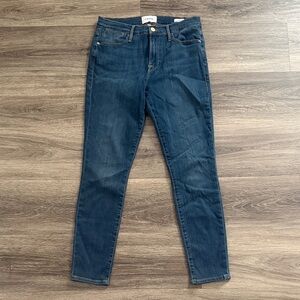 Frame Denim Women's Dark Blue Jeans Le High Skinny Crop Denim Mid Rise 28
